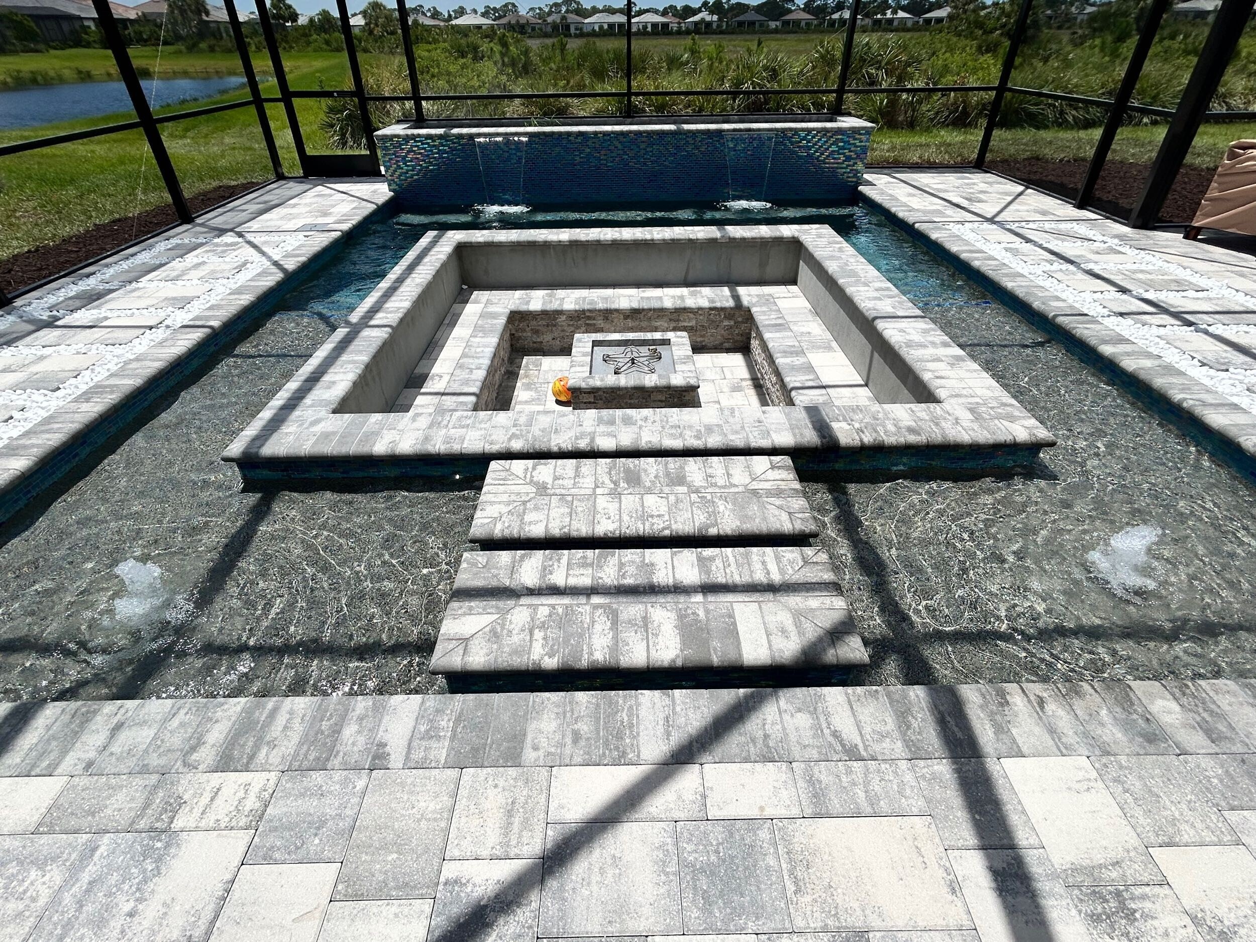 Elegant stone paver patio